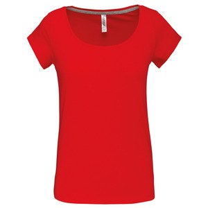 Kariban K384 - Camiseta con escote barco y manga corta para mujer Rojo