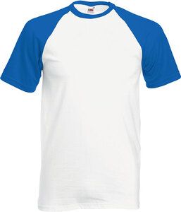Fruit of the Loom SC61026 - Camiseta Baseball En Manga Corta (61-026-0) Blanco / Azul royal