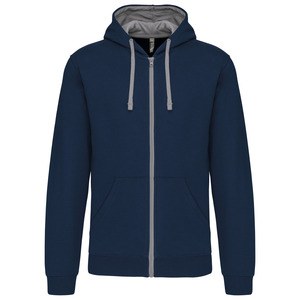 Kariban K466 - Sudadera con capucha y cremallera contrastada Navy / Fine Grey