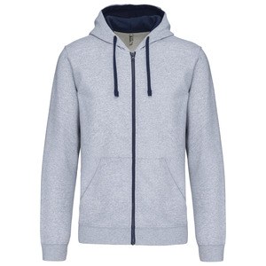 Kariban K466 - Sudadera con capucha y cremallera contrastada Oxford Grey / Navy