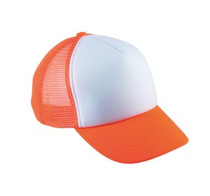 K-up KP143 - GORRA TRUCKER PARA NIÑO - 5 PANELES White / Fluorescent Orange