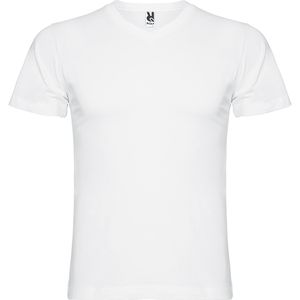 Roly CA6503 - SAMOYEDO Camiseta de manga corta tubular y escote en pico de 2 capas Blanco