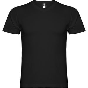 Roly CA6503 - SAMOYEDO Camiseta de manga corta tubular y escote en pico de 2 capas Negro