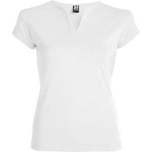 Roly CA6532 - BELICE Camiseta entallada de cuello redondo con abertura en V Blanco