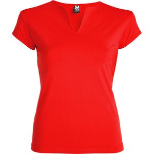 Roly CA6532 - BELICE Camiseta entallada de cuello redondo con abertura en V Rojo
