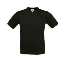 B&C BC163 - Camiseta Hombre Cuello V 100% Algodón Negro
