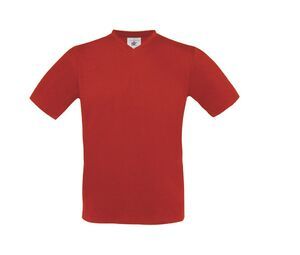 B&C BC163 - Camiseta Hombre Cuello V 100% Algodón Rojo