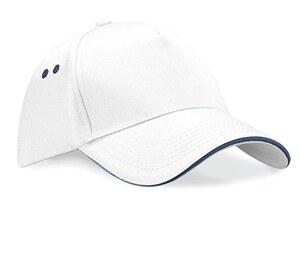 Beechfield BF15C - Gorra de 5 paneles 100% algodón Blanco / Azul marino