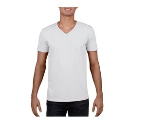 Gildan GN646 - Camiseta con cuello en V para hombre 100% algodón Blanco