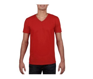 Gildan GN646 - Camiseta con cuello en V para hombre 100% algodón Rojo