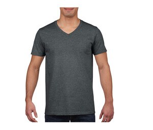 Gildan GN646 - Camiseta con cuello en V para hombre 100% algodón Oscuro Heather