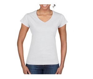 Gildan GN647 - Camiseta con cuello en V para mujer 100% algodón Blanco