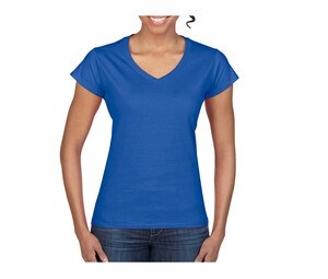 Gildan GN647 - Camiseta con cuello en V para mujer 100% algodón Real Azul