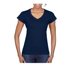 Gildan GN647 - Camiseta con cuello en V para mujer 100% algodón Marina