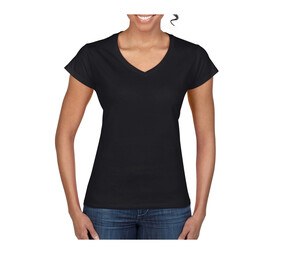 Gildan GN647 - Camiseta con cuello en V para mujer 100% algodón Negro