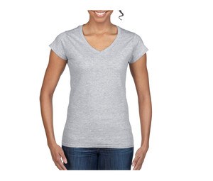 Gildan GN647 - Camiseta con cuello en V para mujer 100% algodón Deporte Gris