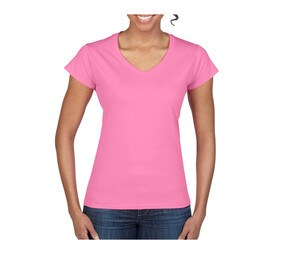 Gildan GN647 - Camiseta con cuello en V para mujer 100% algodón Azalea