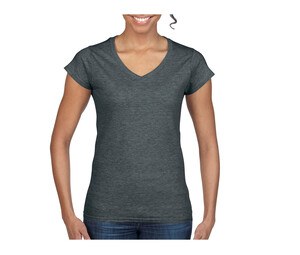 Gildan GN647 - Camiseta con cuello en V para mujer 100% algodón Oscuro Heather