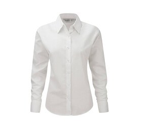Russell Collection JZ32F - Camisa Oxford para mujer Blanco