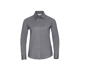 Russell Collection JZ32F - Camisa Oxford para mujer Plata