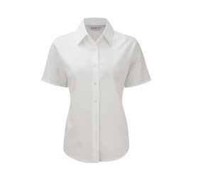 Russell Collection JZ33F - Camisa Oxford de algodón para mujer Blanco