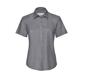 Russell Collection JZ33F - Camisa Oxford de algodón para mujer Plata