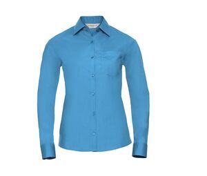 Russell Collection JZ34F - Camisa de popelina para mujer