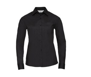 Russell Collection JZ34F - Camisa de popelina para mujer Negro