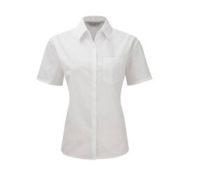 Russell Collection JZ35F - Camisa de popelina para mujer Blanco