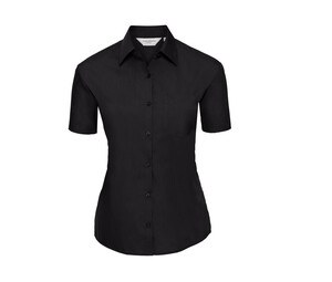 Russell Collection JZ35F - Camisa de popelina para mujer Negro