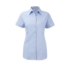 Russell Collection JZ63F - Camisa de espiga para mujer Azul Cielo