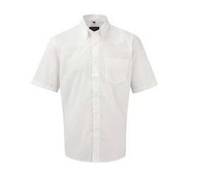 Russell Collection JZ933 - Camisa de manga corta de algodón Oxford para hombre Blanco