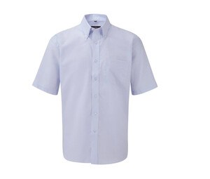 Russell Collection JZ933 - Camisa de manga corta de algodón Oxford para hombre Oxford Blue