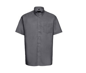 Russell Collection JZ933 - Camisa de manga corta de algodón Oxford para hombre Plata