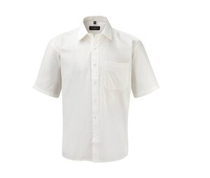 Russell Collection JZ937 - Camisa Hombre Manga Corta 100% Algodón Blanco