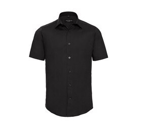 Russell Collection JZ947 - Camisa elástica de algodón para hombre Negro