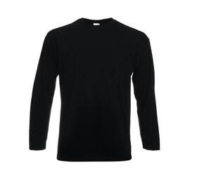 Fruit of the Loom SC233 - Camiseta de manga larga para hombre 100% algodón Negro