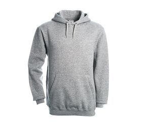 B&C BC510 - Sudadera con capucha de algodón con bolsillo de canguro para hombre Gris mezcla