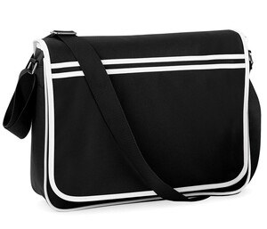 Bag Base BG710 - Bandolera retro bandolera ajustable Negro / Blanco
