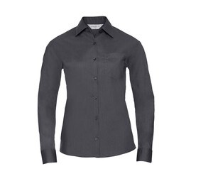 Russell Collection JZ34F - Camisa de popelina para mujer Convoy Grey