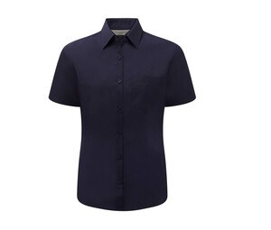 Russell Collection JZ35F - Camisa de popelina para mujer Azul marino