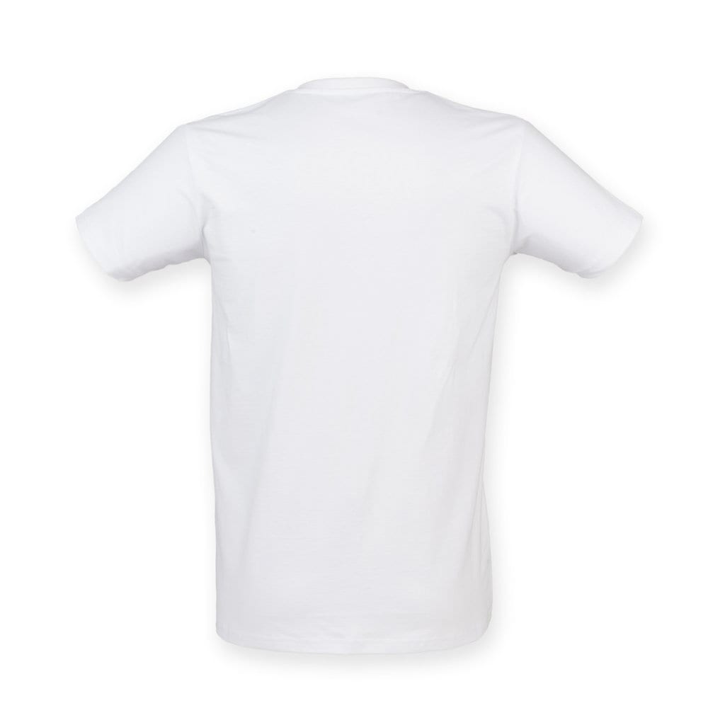 Skinnifit SF122 - Camiseta de hombre de algodón elástico con cuello de pico