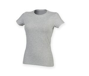 Skinnifit SK121 - Camiseta mujer algodón stretch Gris mezcla