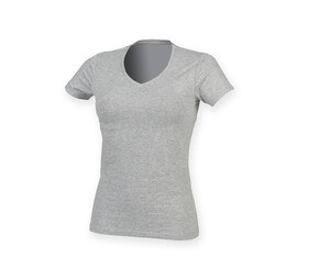 Skinnifit SK122 - Camiseta cuello V Feel Good para mujer Gris mezcla