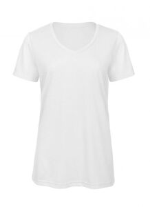 B&C BC058 - Camiseta mujer triblend cuello pico Blanco