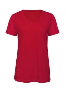 B&C BC058 - Camiseta mujer triblend cuello pico Rojo