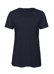 B&C BC058 - Camiseta mujer triblend cuello pico Azul marino