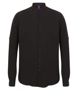Henbury H592 - Mandarin Roll Sleeve Anti-Bac Wicking Shirt Negro