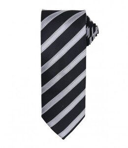 Premier PR783 - Corbata de rayas de gofres Black/Dark Grey
