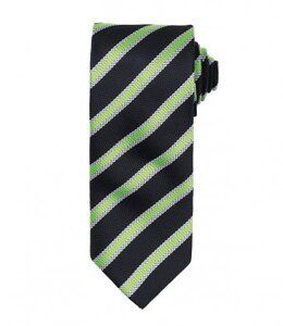 Premier PR783 - Corbata de rayas de gofres Black/Lime